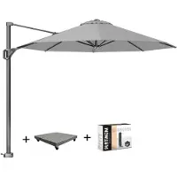 Platinum Voyager T1 zweefparasol 300 cm rond lichtgrijs met 90KG voet en hoes