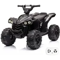 Vrooomy XC-Sport Elektrische Quad 12V 2 tot 5 jaar – Stoere Kinderquad met Afstandsbediening – Accuvoertuig met Robuuste Off-Road Wielen, Schokdempers & LED – Zwart