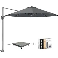 Platinum Voyager T1 zweefparasol 300 cm rond antraciet met 90KG voet en hoes