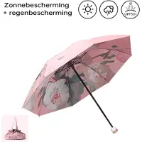TDR -Opvouwbaar bloem paraplu - Zonbescherming Anti-Uv UPF50 + -Windproof- Stevig paraplu met diameter van 97 cm-roze