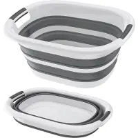 NaiZy Wasmand, opvouwbaar, 40 liter, wasverzamelaar, wasbak van kunststof met 2 handgrepen, draagbaar, inklapbaar, ruimtebesparend, bewaardoos voor kleding, speelgoed en camping