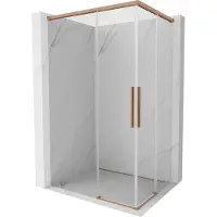 Mexen Rox Duo schuifbare douchecabine 100 x 85 , transparant, geborsteld koper - 8C2D-100-085-65-00