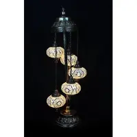 Halay Turkse vloerlamp met 5 gekleurde mozaïekglazen bolletjes – Handgemaakte, oosterse staande lamp voor sfeervolle verlichting