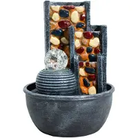 Ancient Wisdom Tafeldecoratie met kiezelmuur en waterornament, inclusief kristallen bol (19x19x28cm)