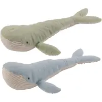 J-Line knuffelbeer Walvis - polyester - muntgroen/lichtblauw - large - set van 2