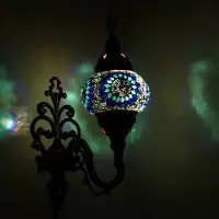 Halay Oosterse wandlamp – Handgemaakte mozaïeklamp uit Turkije – Diameter 15 cm, hoogte 28 cm – Authentiek en kleurrijk