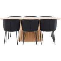 Ebuy24 Stjärnö eethoek tafel 90x200cm en 6 stoelen naturel, zwart.