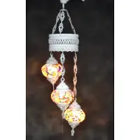 Halay Oosterse lamp 3 glazen multicolour bollen mozaiek kroonluchter