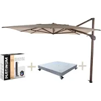 4 Seasons Outdoor Hacienda zweefparasol 300x400 cm wenge frame beach met robuust 170 KG voet en hoes