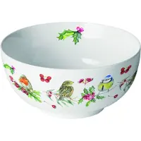 Ambiente Kom Birds In Winter Wit wit Porselein Kom