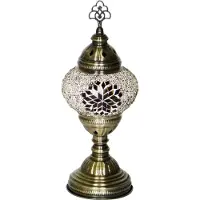 Halay Oosterse mozaiek tafellamp - Bruin - Hoogte 30cm - Diameter bol(len) 13,5cm