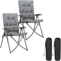 TRVLMORE Campingstoelen Luxe - Opvouwbaar - 2-Pack - 150KG Draagvermogen - Incl. Draagtas - Klapstoel - Kampeerstoel - Vouwstoel - Grijs