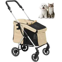 PawHut -Hundewagen-Polyester, Aluminium-80L x 48,5B x 106H cm-Khaki