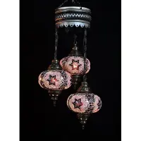 Halay Turkse lamp - hanglamp - mozaïek lamp - 3 bollen - paars - handgemaakt en authentiek