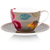 Pip studio Koffiekop Home Cup And Saucer Blooming Tales Fantasy Khaki