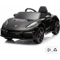 Vrooomy Porsche 718 Spyder RS 12V Elektrische Kinderauto 1 tot 5 jaar – Officieel Gelicentieerd met Vernieuwde Li-ion Accu – Luxe Sportwagen met Afstandsbediening & Bluetooth – Zwart