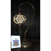 Halay Handgemaakte Turkse bruin goud zilver tafellamp in glas met mozaïekstenen - Oosterse sferen nachtlamp ca. 45cm