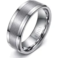 Mendes Wolfraam heren ring Geborstelde streep 8mm-21mm