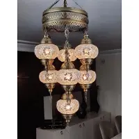 Halay 7 globe transparante Mozaïek Turkse hanglamp Oosterse kroonluchter