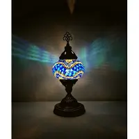 Halay Oosterse tafellamp - Turks handgemaakte nachtlamp 17 cm - E14 - Meerkleurige verlichting