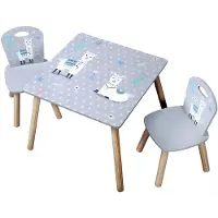 DNA Kinderbureau - Kindertafel - Kinder Bureau - Bureau Meisje - Kinderbureau Met Stoel - Grijs - ‎55cm x 55cm x 45cm