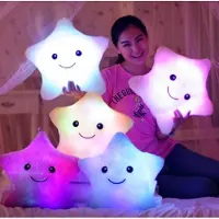 Halay Nachtlamp knuffel Ster Fushia kussen met LED verlichting 32cm Veilig nachtlampje