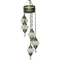 Halay Oosterse mozaiek hanglamp - Doorzichtig - Hoogte 97cm - Breedte 20cm - Diameter bol(len) 13,5cm