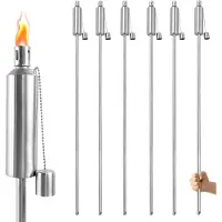 NaiZy 115 cm Olielantaarns voor Buitengebruik Roestvrijstalen Olielantaarns met 330 ml Hervulbare Olietank Brandduur Olielantaarns 6 uur Roestvrije Petroleumlamp voor Balkon, Tuin en Buiten