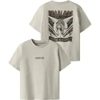 Name it KIDS T-shirt met backprint beige Meisjes Katoen Ronde hals Backprint - maat 116