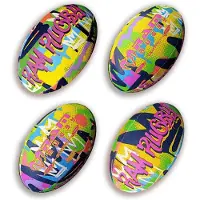 RAM Rugby Graffiti Fun Design Squad Trainer Rugbybal - Maat 4 - Voor kinderen en volwassenen - Clubkwaliteit Training Rugbybal - 3D-grip - Geweldig cadeau