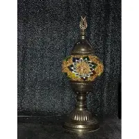 Halay Handgemaakte Turkse sfeerlamp goud met gekleurde Mozaïek nachtlamp Oosterse Sprookjes tafellamp