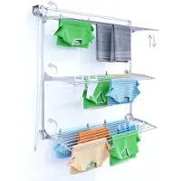 Foxydry Tower 152 cm - 3 droogrekken boven elkaar, inklapbaar en hoogte verstelbaar -bediening links- 152 x 52 x 137 cm