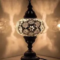 Halay Turkse tafellamp met 13 cm mozaïekglas in wit - Oosterse lamp voor sfeervol licht