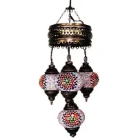 Halay Hanglamp mozaïek Turkse lamp oosterse lamp kroonluchter 4 bollen multicolor