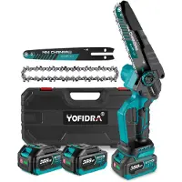 Yofidra Mini kettingzaag - 8" Borstelloze kettingzaag - Met 2 Accus - Automatische Kettingsmering - voor boomtakken, houtzagen