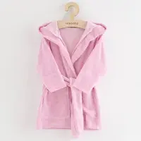 NEW BABY badjas met capuchon 80/86 katoen roze - Babybadjas