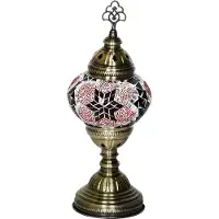 Halay Oosterse mozaïek tafellamp, rood, 30 cm hoog, diameter 13,5 cm, fitting E14, handgemaakt van koper