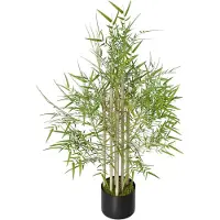 NaiZy Kunstplanten 100 cm Hoog - Kunstplanten - Gesimuleerde Bamboe Met PE Boomstam & Plastic Bloempot - Plastic Groenblijvende Kamerplanten - Groene Set Voor Huisdecoratie (S)