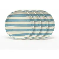 Vtwonen - Borden - Gebaksbord - Strepen - Blauw - Set van 4 - Keramiek - 13cm