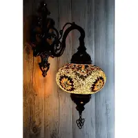 Halay Turkse wandlamp - handgemaakt bruin oranje mozaïek - 1 stuk - sfeervolle decoratie met warme tinten