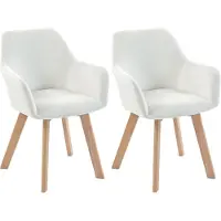 HOMCOM Eetkamerstoel - Polyesterstof met fluweeleffect - 54x57x80cm - Crème