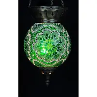 Halay Turkse hanglamp, groen, 25 cm - Handgemaakte, oosterse moslamp voor sfeervolle verlichting