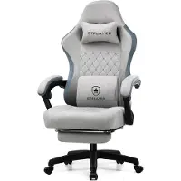 GTPLAYER - Gamingstoel Ergonomisch - Met Veerzitkussen en Voetensteun - Grijs