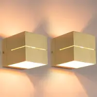 LUSENZ wandlamp kubusvorm – 2 stuks g9 fitting – dimbaar up and down light – aluminium geborsteld goud – ip20 – binnenverlichting woonkamer slaapkamer eetkamer gang kantoor keuken