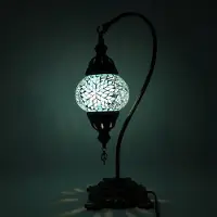 Halay Turkse mozaïeklamp - Handgemaakte bureaulamp met zwanenhals - Ø 12 cm, hoogte 43 cm - Authentiek en kleurrijk