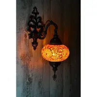 Halay Handgemaakte Turkse wandlamp rood oranje Oosterse Mozaïek Marokkaanse lamp