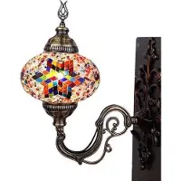 Halay Oosterse wandlamp – Handgemaakte mozaïeklamp uit Turkije – Diameter 15 cm, hoogte 28 cm, inclusief E14 LED-lamp