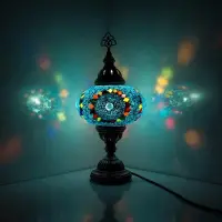 Halay Mozaïek tafellamp - Handgemaakte Turkse lamp - Marokkaanse decoratielamp - Diameter 19 cm, hoogte 34 cm - Inclusief E14 LED-lamp