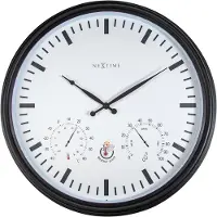 Nextime Sunflower – Wandklok – 50.5 cm – Metaal – Zwart/Wit – Weerbestendig