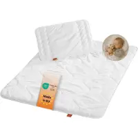 Sleepling babybeddenset - baby winterdekbed 100x135 en hoofdkussen 40x60 - ledikantset met dekbed en plat kussen - Made in EU - 100 x 135 cm - wit